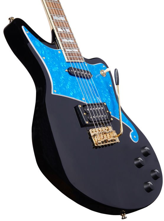 D'Angelico Deluxe Bedford - Black with Blue Pearl Pickguard