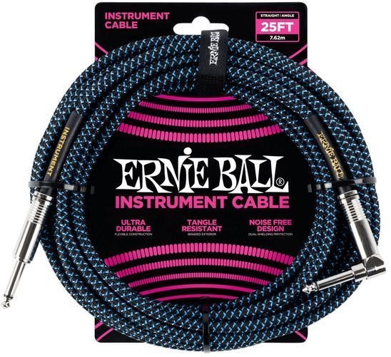 Ernie Ball P06060 Braided Straight To Right Angle Instrument Cable - 25 ...