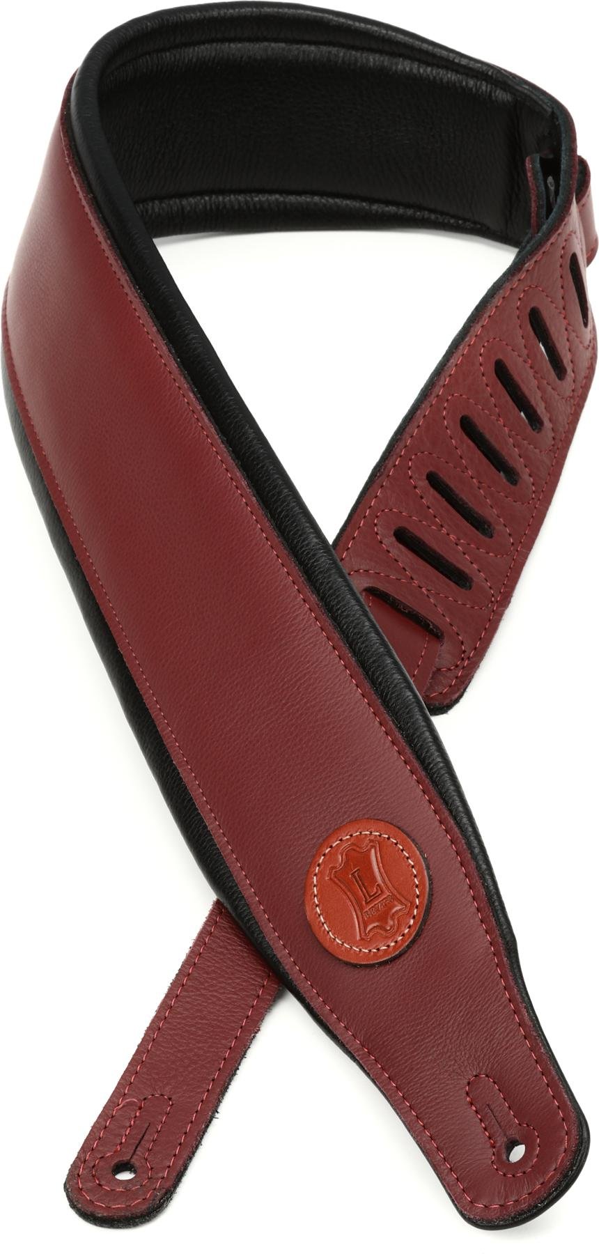 Red Levys Leathers 2 Polyester Guitar Strap Hex Design; Burgundy and Mustard MP2-007