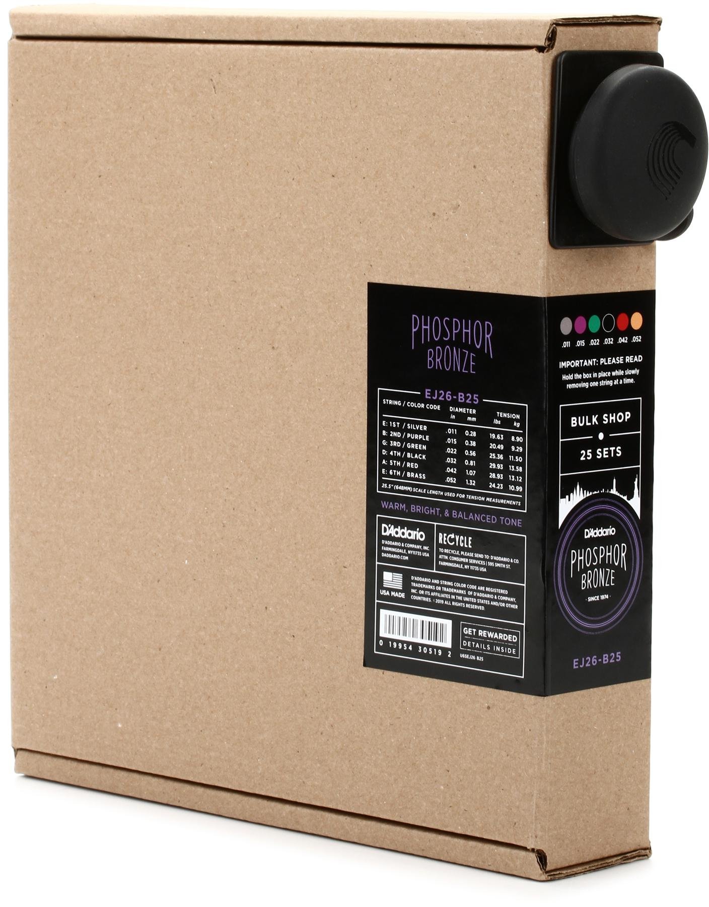 Guitar Shipping Box Acoustic - D Addario Ej26 B25 Phosphor Bronze Custom Light Acoustic Strings 25 Pack Sweetwater
