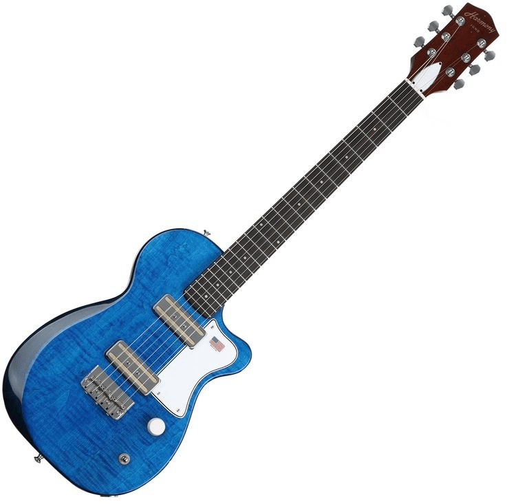 Harmony Juno Flame Maple Electric Guitar - Transparent Blue