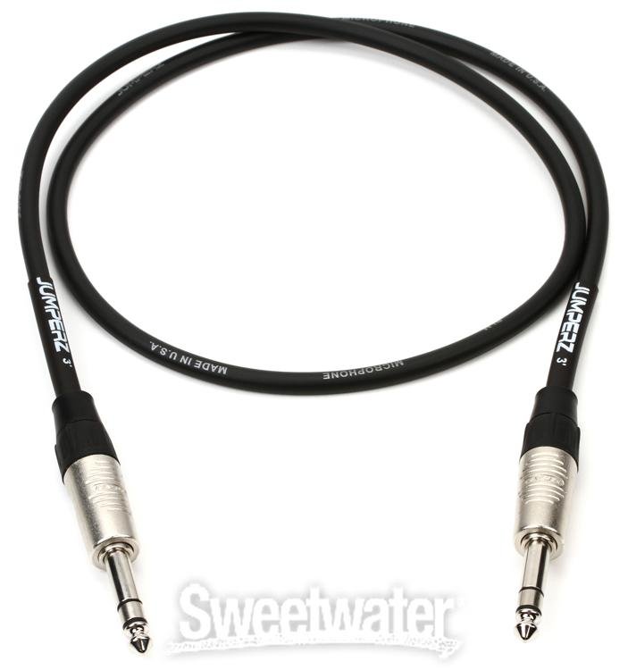 JUMPERZ JB2TRS3 Blue Line 1/4inch TRS Male to 1/4inch TRS Male Patch Cable 3 foot Sweetwater