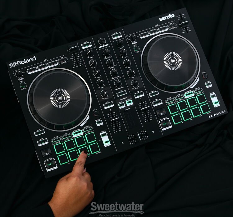 Roland DJ-202 4-deck Serato DJ Controller with Drum Machine