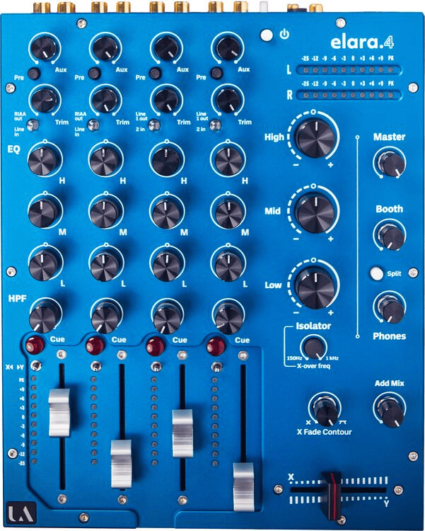Union Audio Elara.4 4channel Compact Analog DJ Mixer Blue Sweetwater