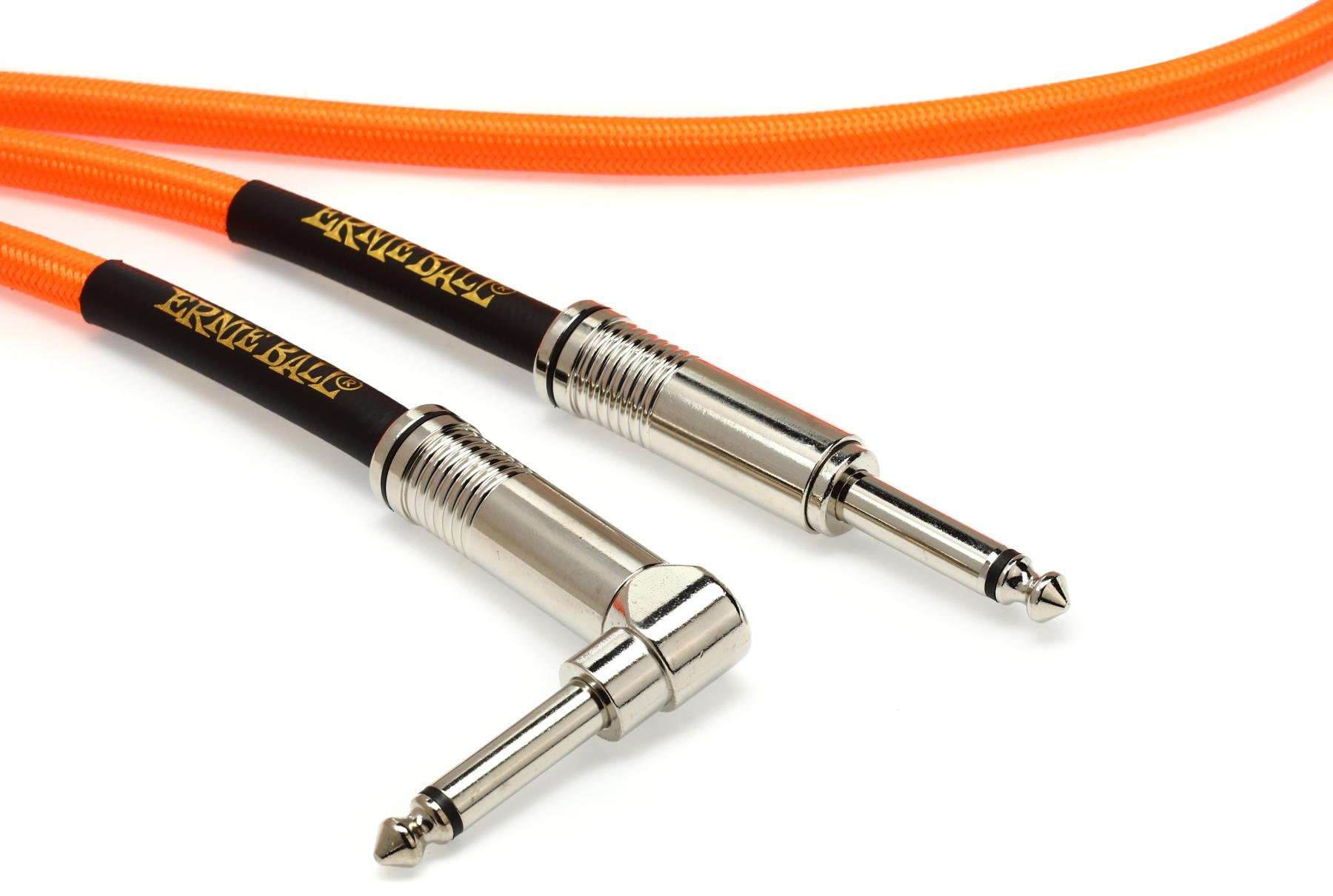 Ernie Ball 10/' Braided Straight Neon Orange P06079 Angle Instrument Cable