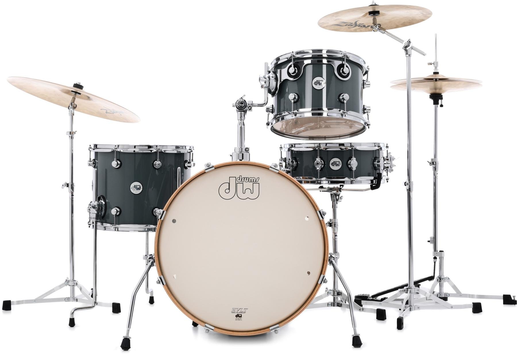 Dw Ddlg04sg Design Series Frequent Flyer 4 Piece Shell Pack With Snare Drum Steel Gray Sweetwater