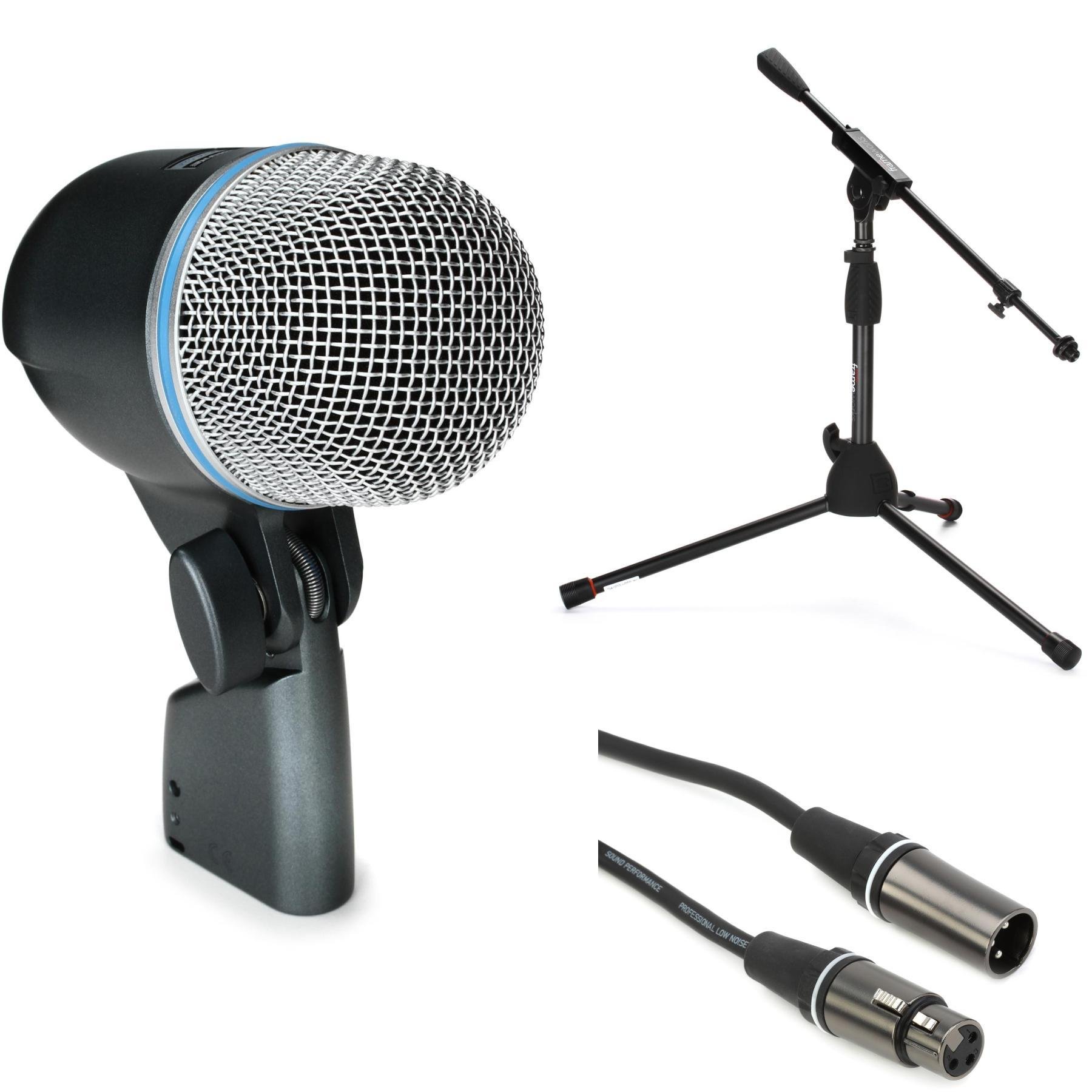 Shure Beta 52A Kick Drum Microphone Bundle with Stand and Cable 