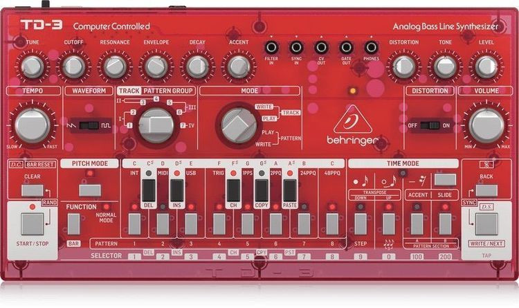 Behringer TD-3-SB Analog Bass Line Synthesizer - Strawberry
