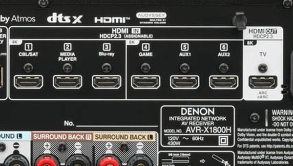 Denon AVR-X1800H 80-watt, 7.2-channel 8K A/V Receiver | Sweetwater