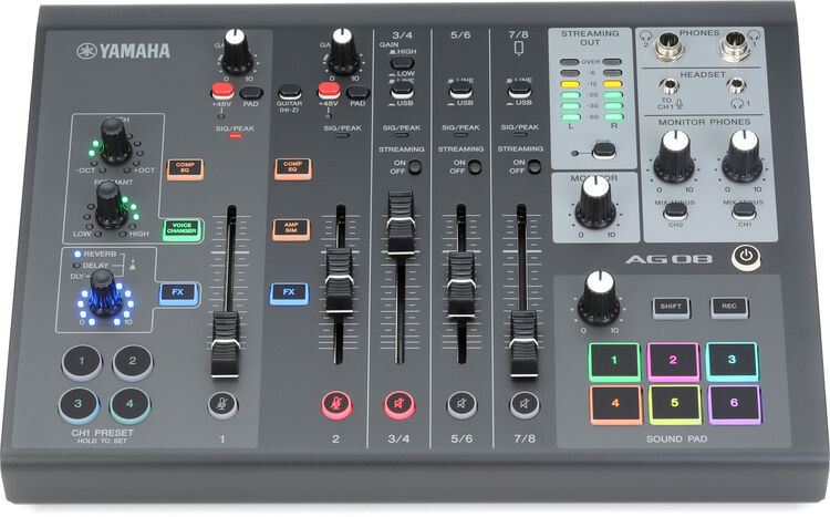 Yamaha AG08 8-channel Mixer/USB Interface for Mac/PC - Black