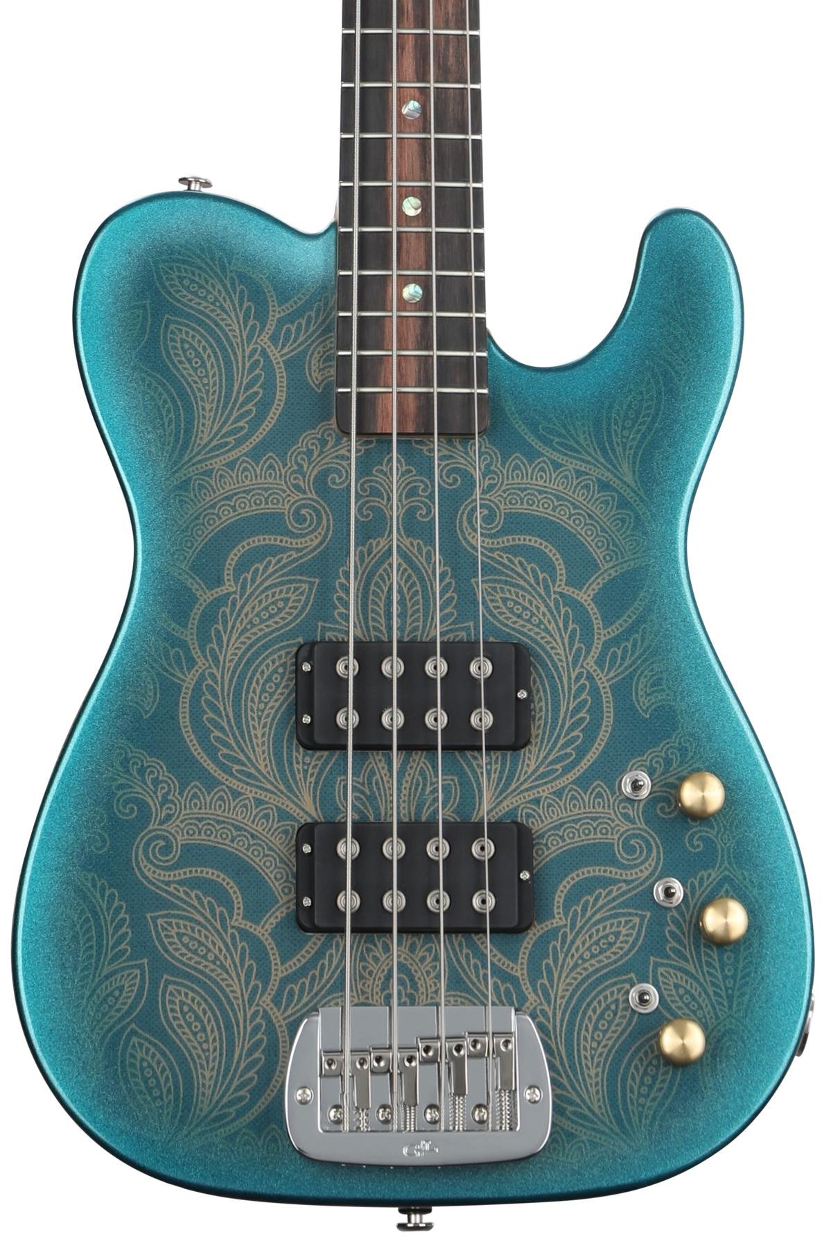 G&L Custom Shop ASAT Bass Guitar - Paisley Pattern/Emerald Blue