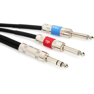 TISINO 1/8 to 1/4 Stereo Cable, 1/8 Inch TRS Stereo to Dual 1/4 inch TS  Mono Y-Splitter Cable 3.5mm Aux Mini Jack to Jack Breakout Cord - 10 feet