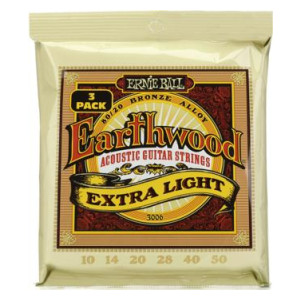 Ernie Ball 3006 Earthwood 80/20 Bronze Acoustic Guitar Strings -...