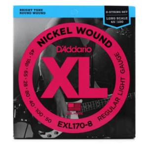 D'Addario EXL170-8 Nickel Wound Bass Guitar Strings - .045-.100...