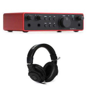 Focusrite Scarlett 2i2 4th Gen USB Audio Interface and Audio-Technica ATH-M30x Closed-back Headphones