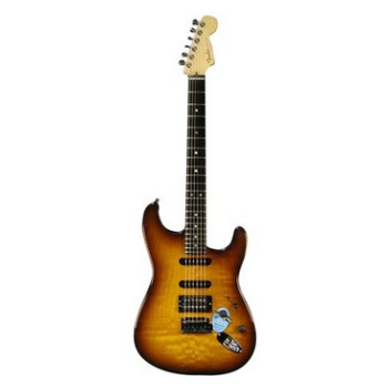 レア。Fender USA American Deluxe Strato QMT Fender American Deluxe Stratocaster QMT HSS - Tobacco Sunburst
