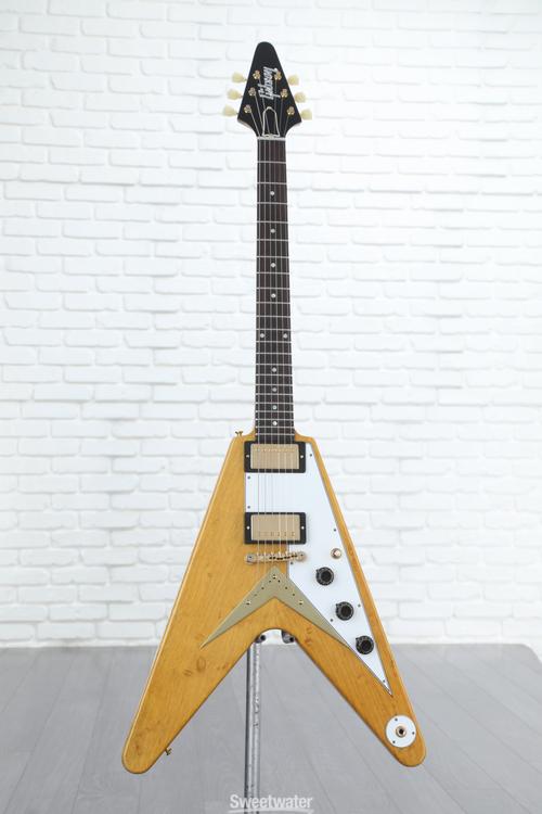 Gibson Custom 1958 Korina Flying V with White Pickguard - Natural