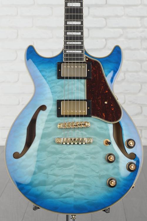 Ibanez Artcore Expressionist AM93QM Semi-Hollow Electric Guitar - Jet Blue  Burst