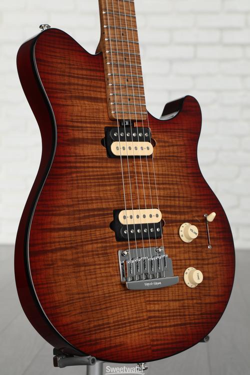 Ernie Ball Music Man Axis Super Sport Electric Guitar - Roasted Amber Flame  with Roasted Figured Maple Fingerboard