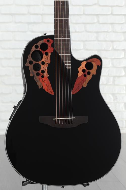 Ovation Elite Celebrity Mid-Depth Acoustic-Electric Guitar - Black