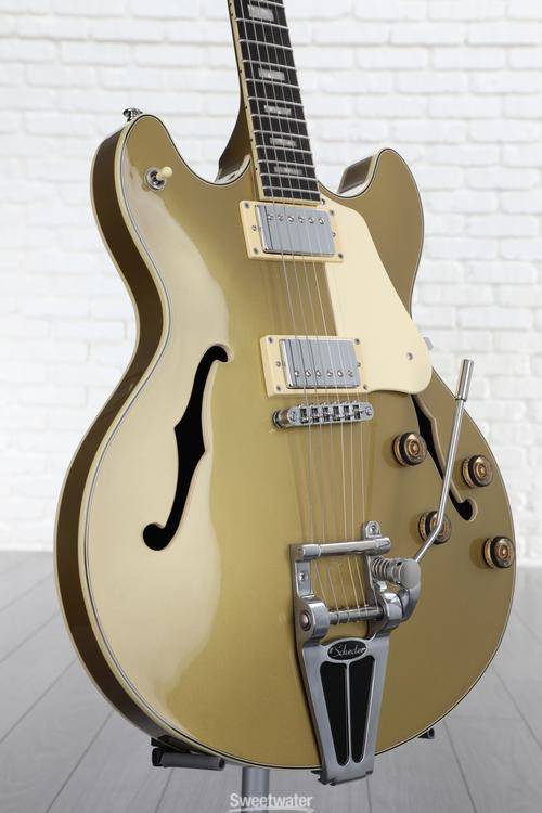 Schecter Corsair Semihollowbody Electric Guitar Gold Top Sweetwater