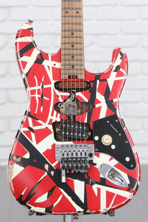 EVH Striped Series Frankenstein Relic - Red/Black/White | Sweetwater