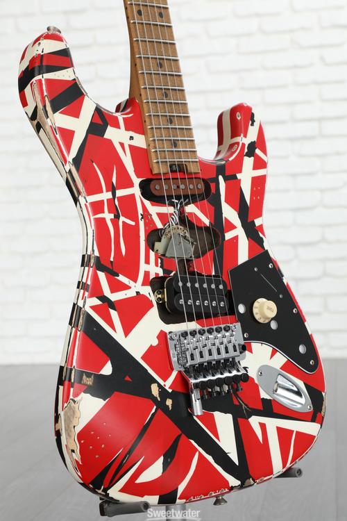 EVH Striped Series Frankenstein Relic - Red/Black/White | Sweetwater