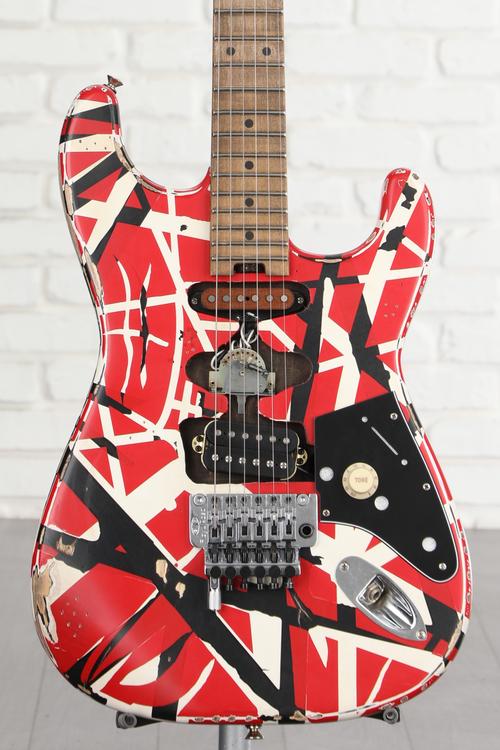 EVH Striped Series Frankenstein Relic - Red/Black/White | Sweetwater