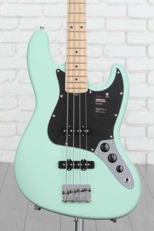 Fender American Performer Jazz Bass - Satin Surf Green with Maple  Fingerboard