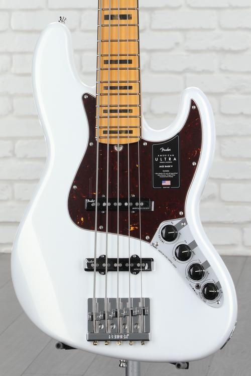 Fender American Ultra Jazz Bass V - Arctic Pearl with Maple Fingerboard