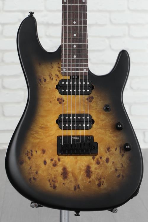 Sterling By Music Man 7-string Jason Richardson Signature Electric Guitar -  Natural Poplar Burl Burst | Sweetwater