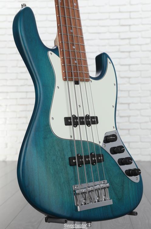 Sadowsky MetroLine 21-fret Vintage J/J Bass, Red Alder Body, 5-string -  Bora Blueburst Transparent Satin