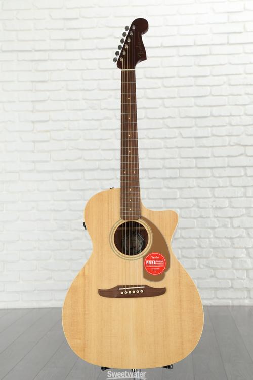 Fender Newporter Player Acoustic Electric Guitar Natural Sapele Sweetwater