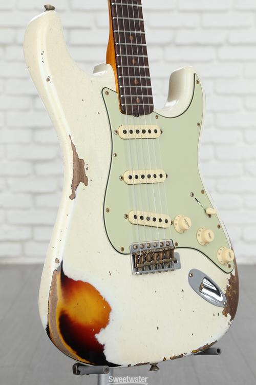 Fender Custom Shop 1960 Stratocaster Heavy Relic Electric Guitar - Aged  Olympic White/3-color Sunburst