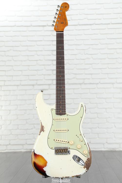Fender Custom Shop 1960 Stratocaster Heavy Relic Electric Guitar - Aged  Olympic White/3-color Sunburst