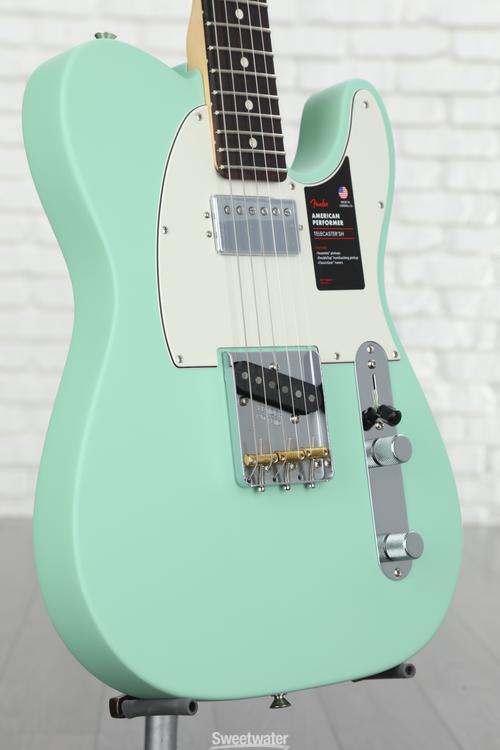 Fender American Performer Telecaster Hum - Satin Surf Green with Rosewood  Fingerboard