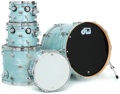 Click to learn more about the DW Collector's Series 5-piece Shell Pack with Snare Drum - Pale Blue Oyster FinishPly with Chrome Hardware