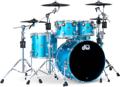 Click to learn more about the DW DWe 5-piece Drum Kit Bundle with Roland Electronic Cymbals and DW Hardware - Laser Blue Metallic Lacquer