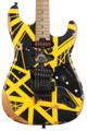 Click to learn more about the EVH Striped Series Frankenstein Frankie Electric Guitar - Black with Yellow Stripes, Relic