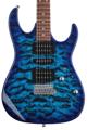 Click to learn more about the Ibanez Gio GRX70QA Electric Guitar - Transparent Blue Burst