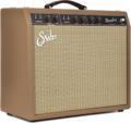 Click to learn more about the Suhr Hombre 18-watt 1 x 12-inch Tube Combo Amplifier - Vintage Palomino Nubtex/Wheat Grille