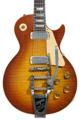 Click to learn more about the Gibson Custom Dealer Select 1959 Les Paul Standard Electric Guitar - Iced Tea Burst, Murphy Lab Heavy Aged