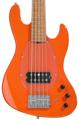 Click to learn more about the Sadowsky MetroExpress Vintage M 5-string Bass Guitar - Candy Apple Orange, Roasted Maple Fingerboard
