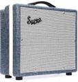 Click to learn more about the Supro Montauk 15-watt 1 x 10-inch Tube Combo Amplifier - Blue Rhino Hide Tolex with Silver Grille