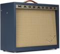 Click to learn more about the Magnatone Panoramic Stereo 2 x 10-inch 12+12-watt Tube Combo - Navy Bronco, Sweetwater Exclusive