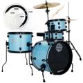 Click to learn more about the Ludwig Questlove Pocket Kit 4-piece Drum Set with Drumhead Upgrade Pack and Sticks - Crystal Blue Sparkle