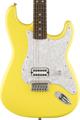 Click to learn more about the Fender Tom DeLonge Stratocaster Electric Guitar - Graffiti Yellow