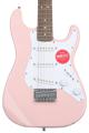 Click to learn more about the Squier Mini Stratocaster Electric Guitar - Shell Pink with Laurel Fingerboard