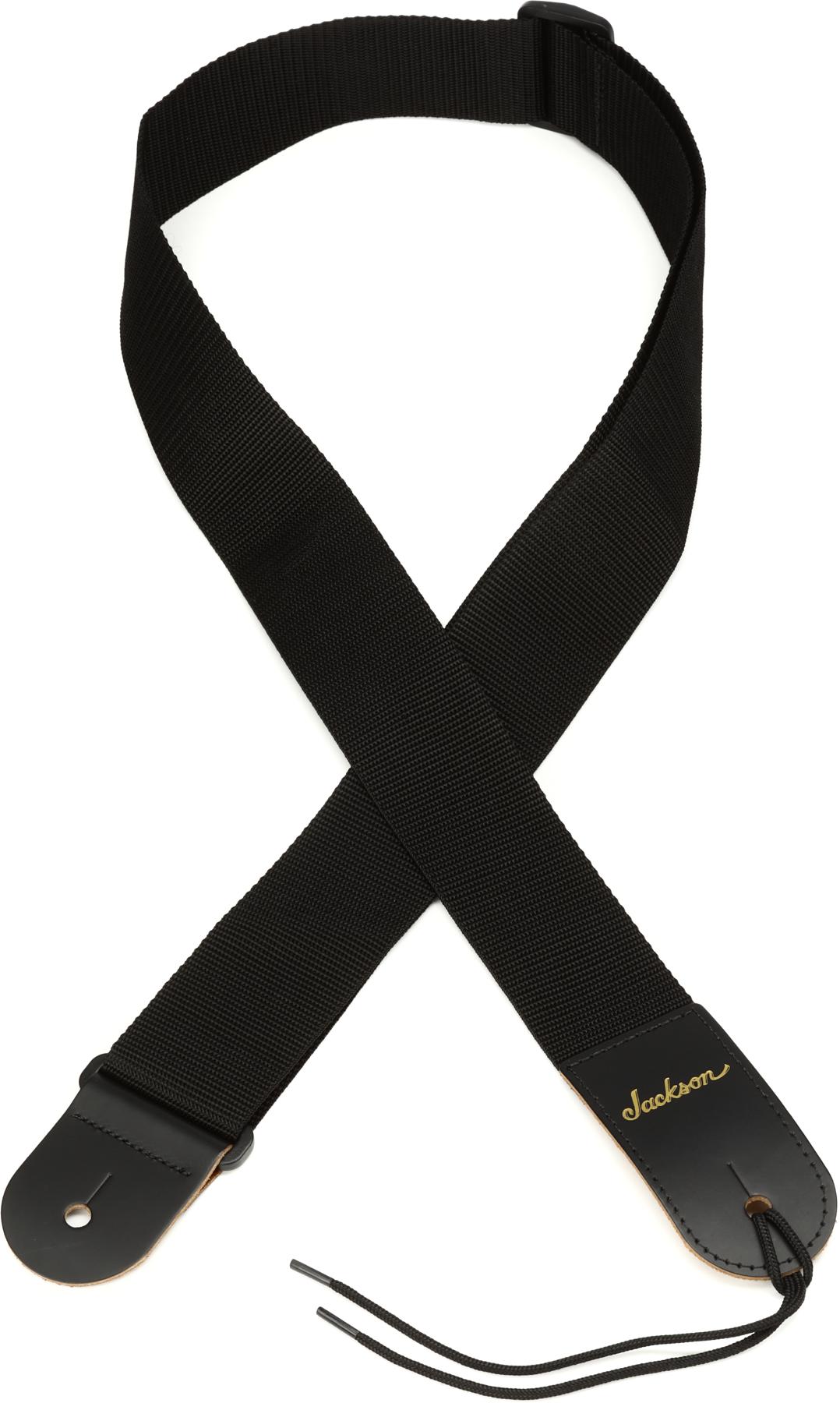 2-inch Nylon Guitar Strap - Black with embroidered logo