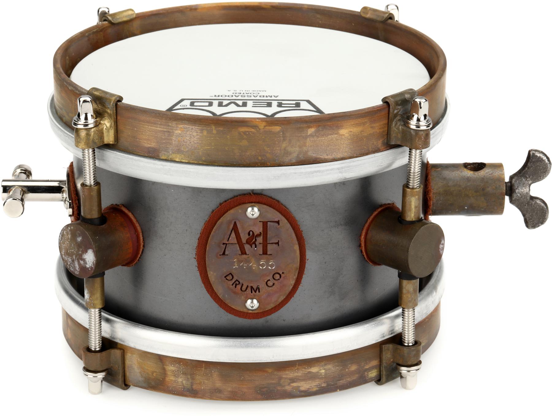 A&F Drum Company Raw Steel Snare Drum - 4 x 6 inch